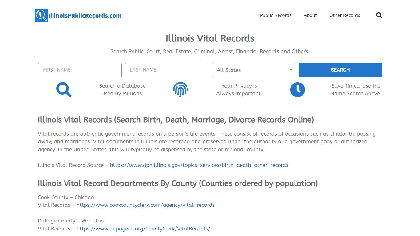 Illinois Vital Records: IllinoisPublicRecords.com